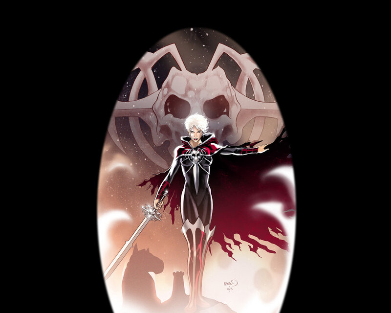 White-haired Warrior with Sword — Black, Dramatic