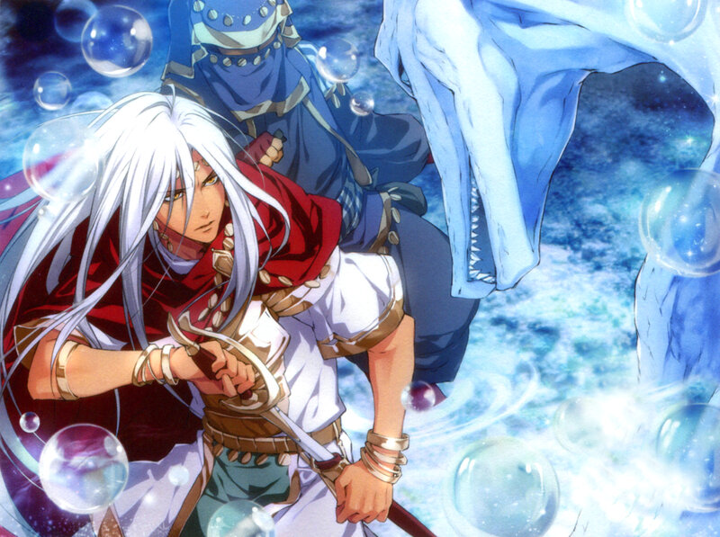 White-haired Warrior with Sword — Blue, Dramatic, Anime