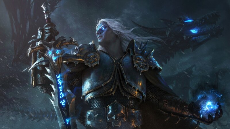 White-haired Warrior with Sword — Blue, Dramatic, Dark