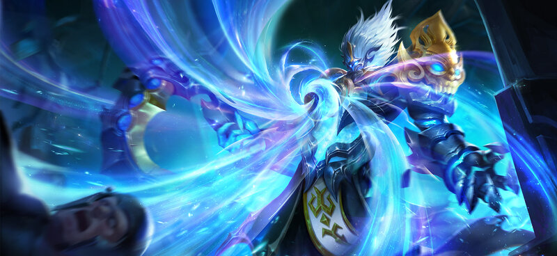 White-haired Warrior with Sword — Blue, Dramatic, Intense