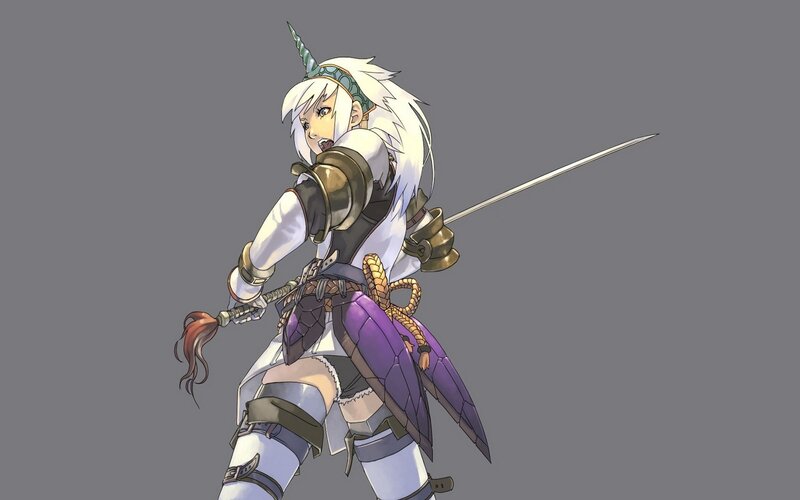 White-haired Warrior with Sword — Gray, Determined