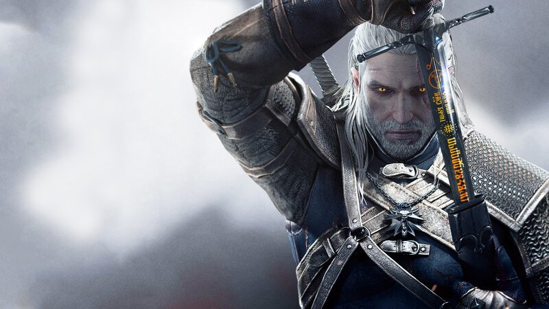 White-haired Warrior with Sword — Gray, Dramatic, 3d Render