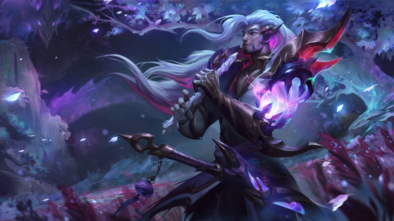 White-haired Warrior with Sword — Purple, Dramatic, Night, Digital Art