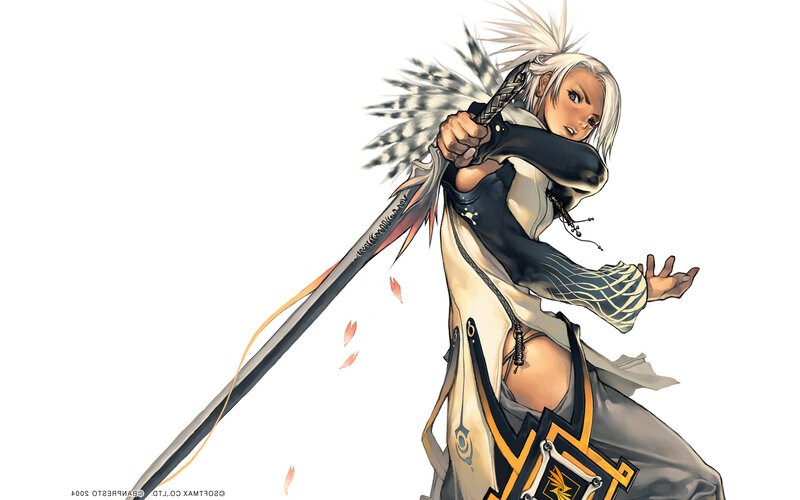 White-haired Warrior with Sword — White, Dramatic, Digital Art