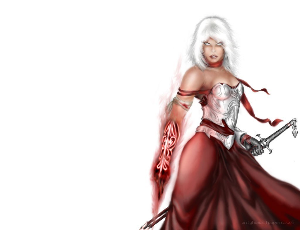 white-haired warrior woman