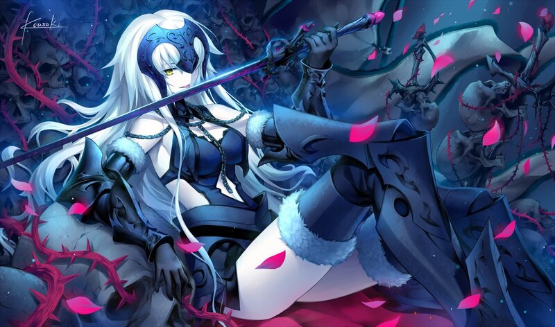 White-haired Warrior Woman — Blue, Dramatic