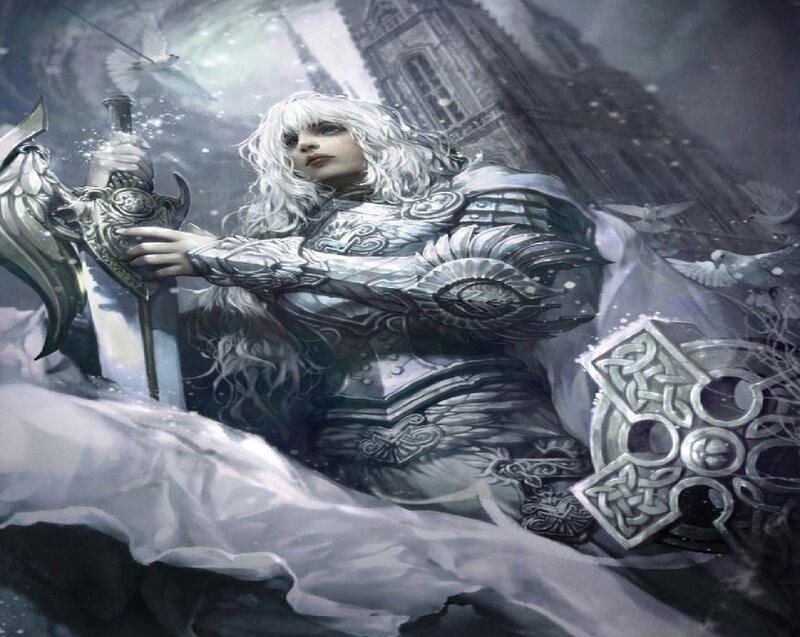 White-haired Warrior Woman — Gray, Dramatic