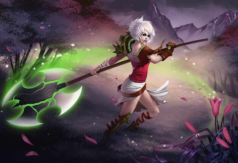 White-haired Warrior Woman — Green, Dramatic