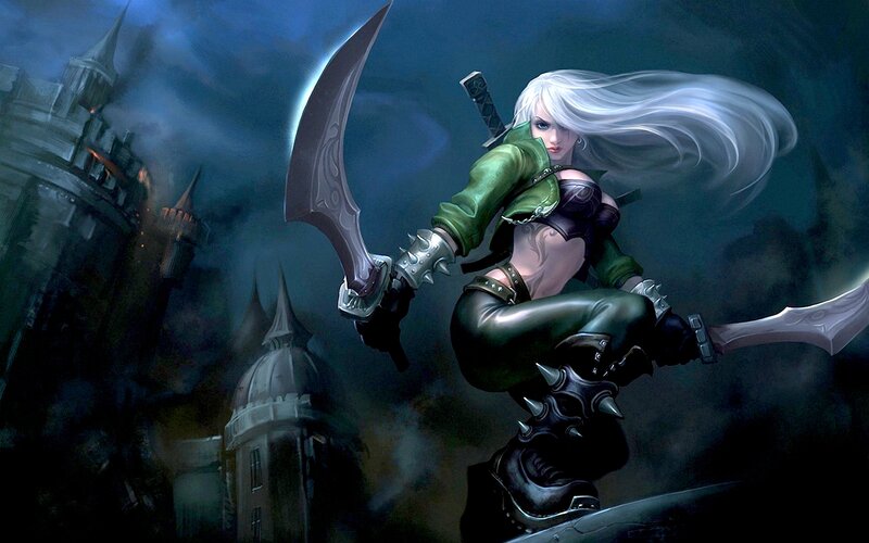 White-haired Warrior Woman — Green