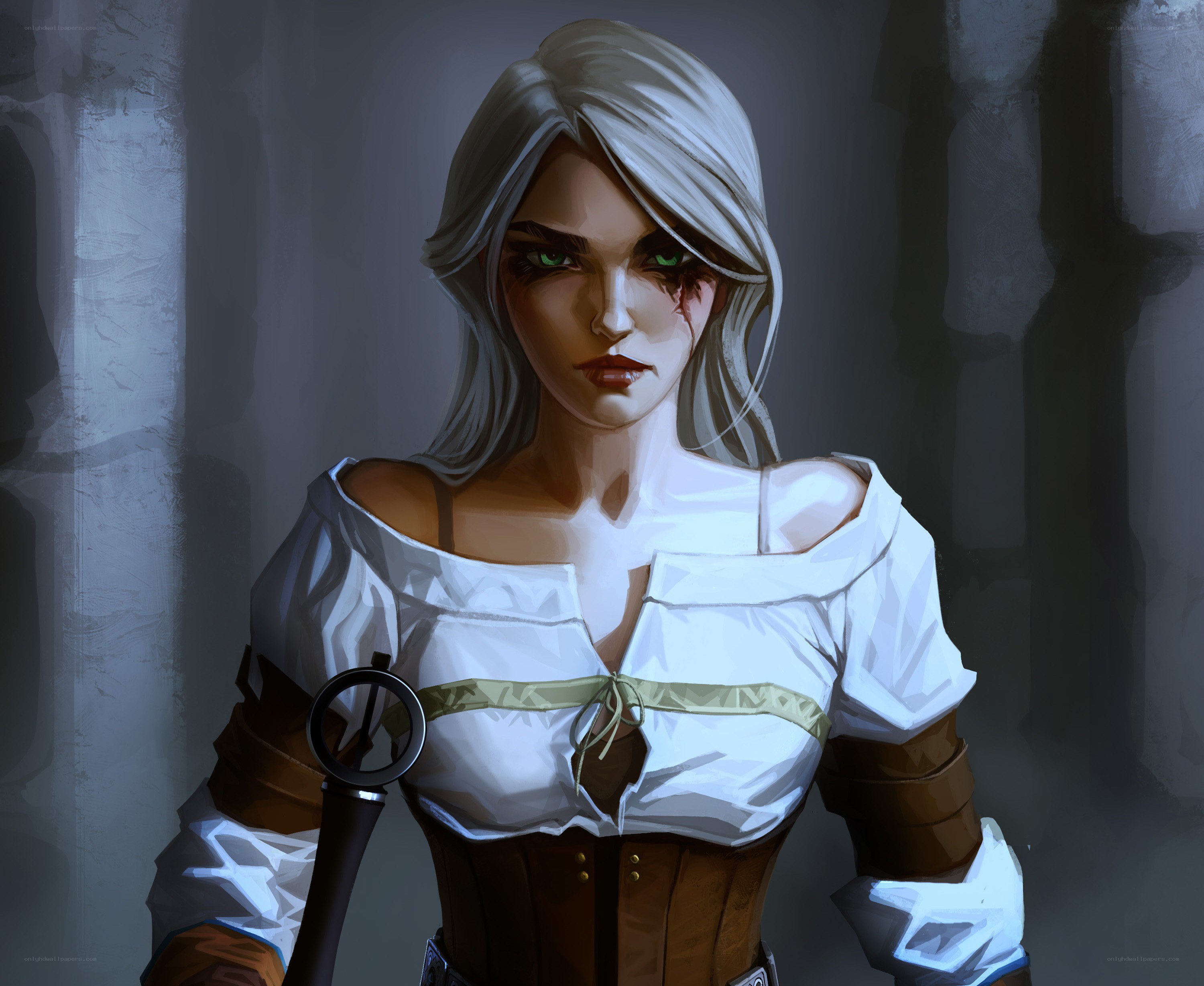 white-haired warrior woman