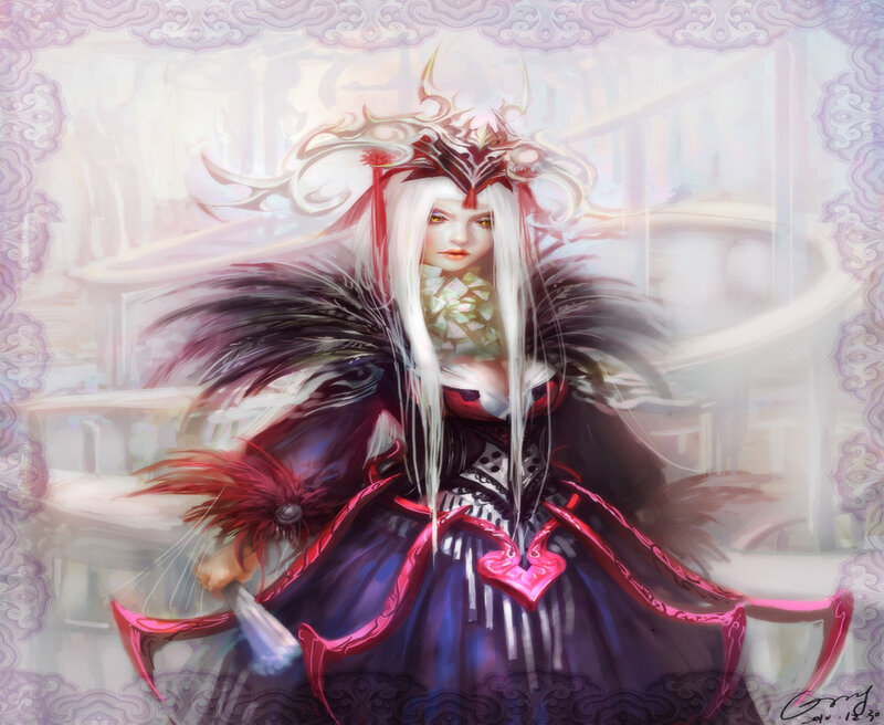 White-haired Woman in Dress — Black
