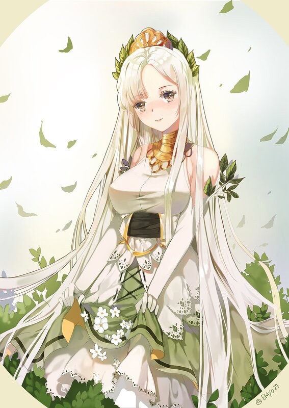 White-haired Woman in Dress — White