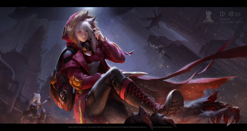 White-haired Woman in Red Coat