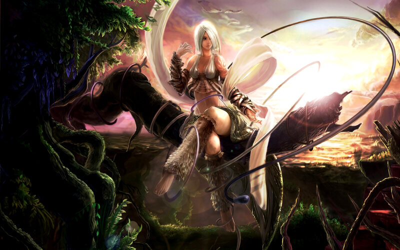 White-haired Woman on Creature