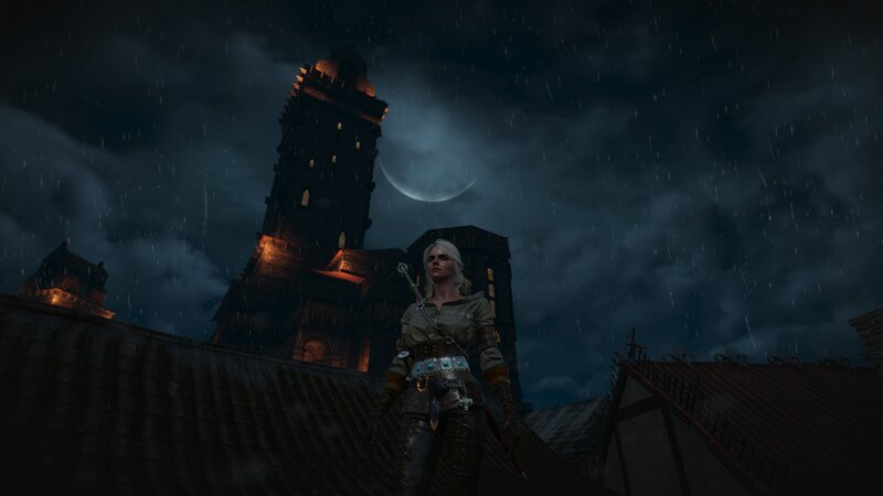 White-haired Woman on Rooftop
