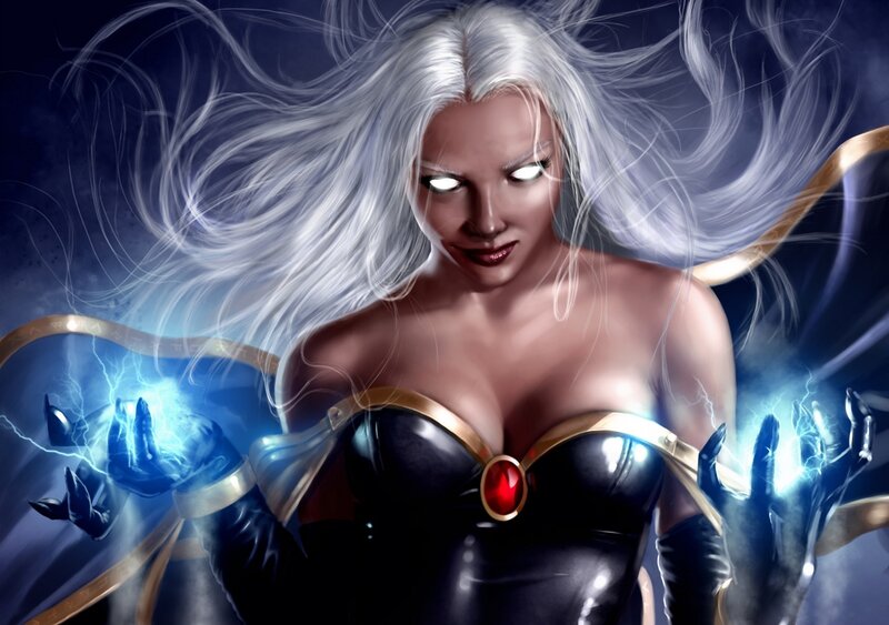 White-haired woman with lightning powers