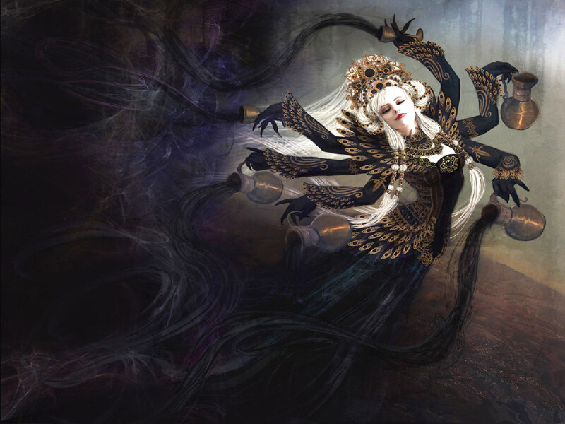 White-haired Woman with Multiple Arms