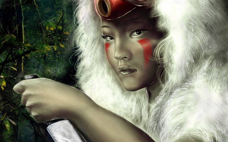 White-haired Woman with Red Markings