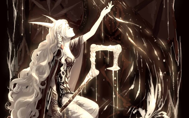 White-haired Woman with Staff