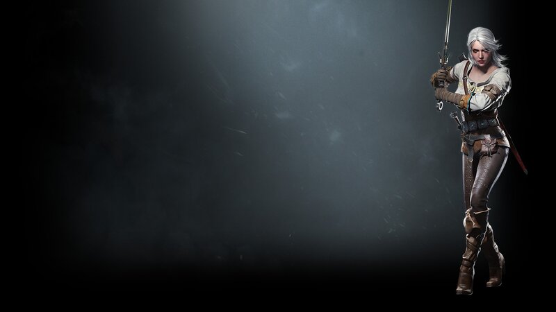 White-haired Woman with Sword — Black, Dramatic, Night