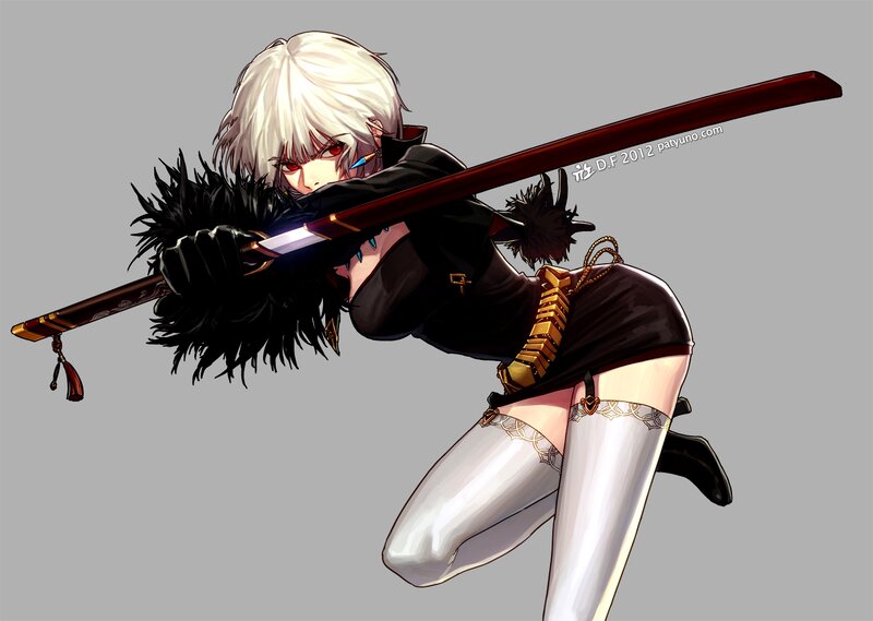 White-haired Woman with Sword — Black