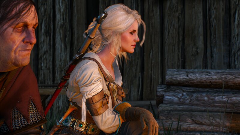 White-haired Woman with Sword — Brown