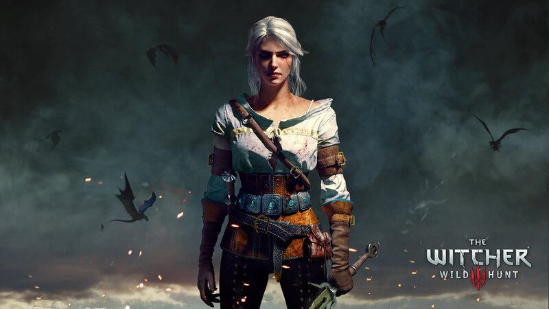 White-haired Woman with Sword — Gray, Dramatic, Night