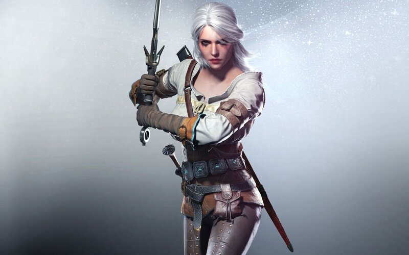 White-haired Woman with Sword — Gray