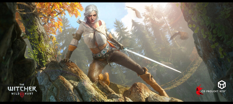 White-haired Woman with Sword — Green