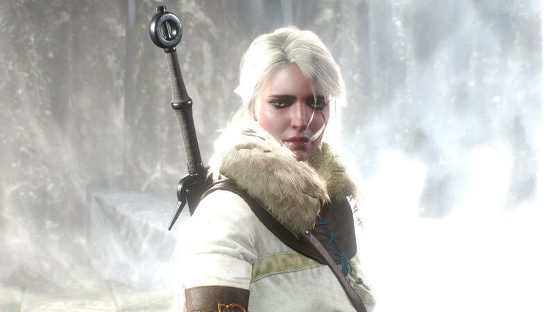 White-haired Woman with Sword — White, Dramatic, Winter