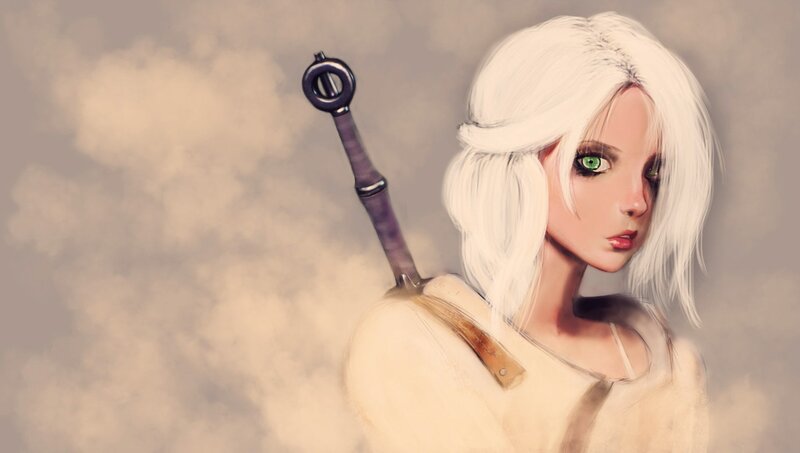 White-haired Woman with Sword — White