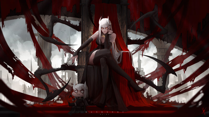 White-haired Woman with Tentacles