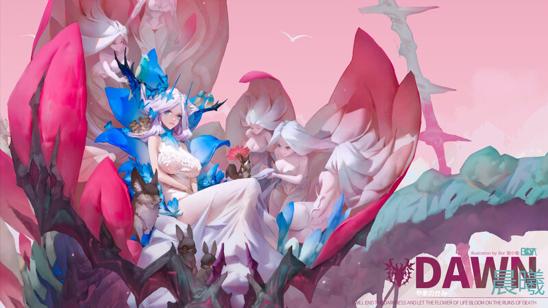 White-haired Woman with Wings — Pink