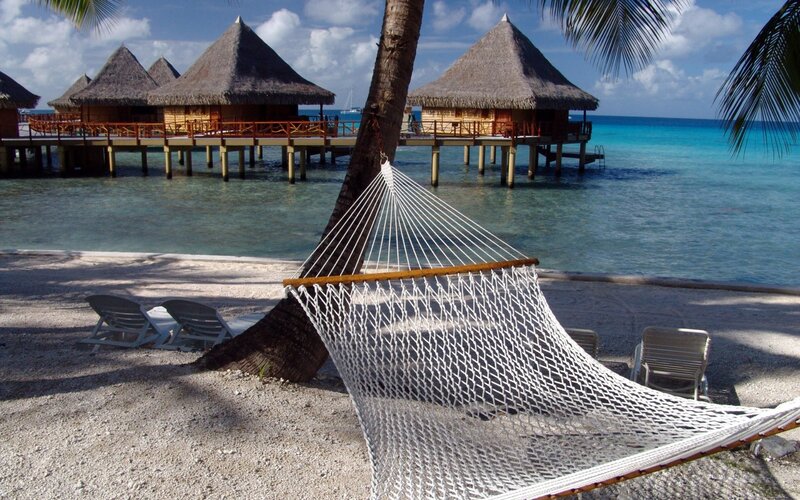 White Hammock on Beach — Serene, Afternoon, Photograph