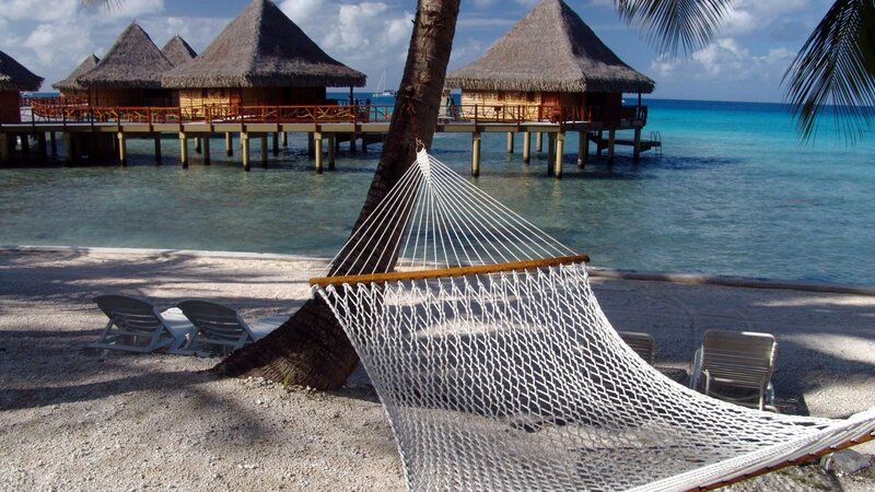 White Hammock on Beach — Serene, Afternoon