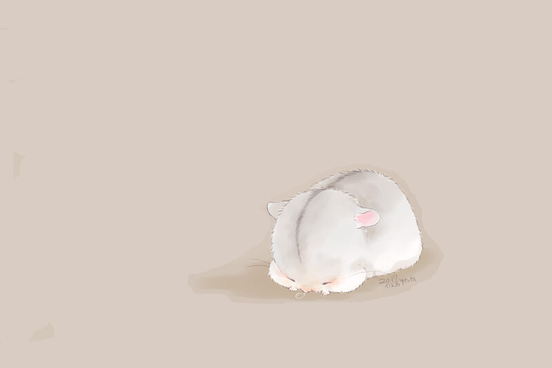 White Hamster Sleeping — Beige