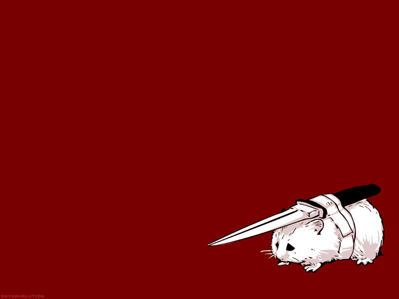 White Hamster with Knife