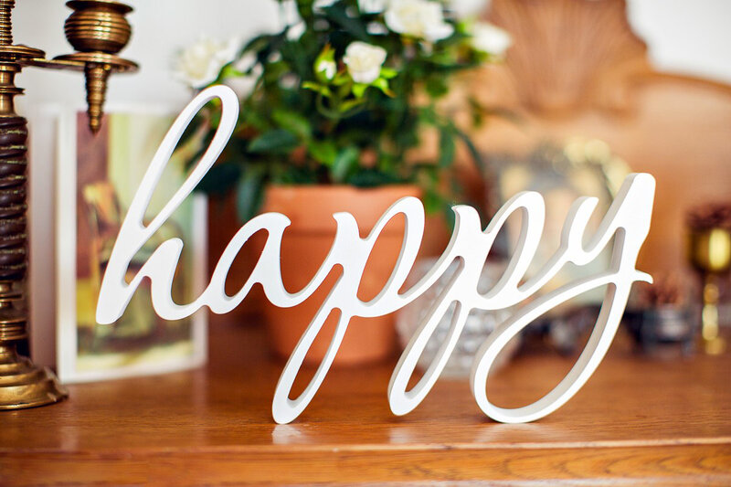 White Happy Sign