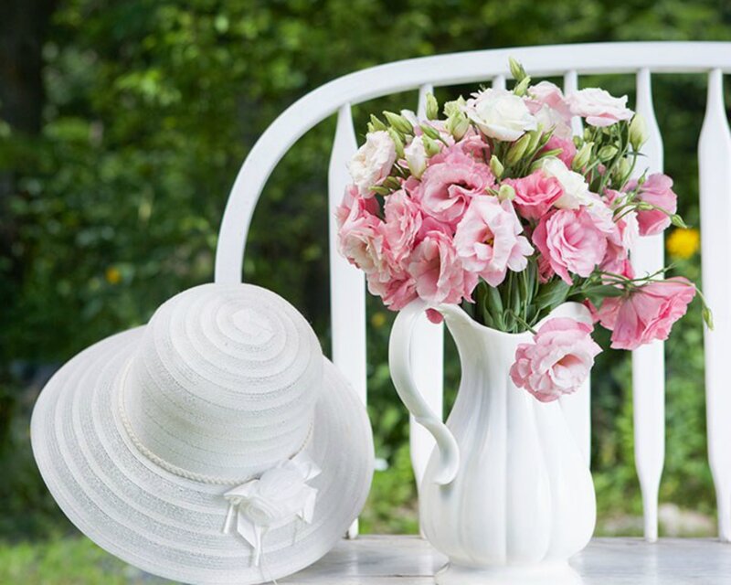 White Hat and Flowers — Serene