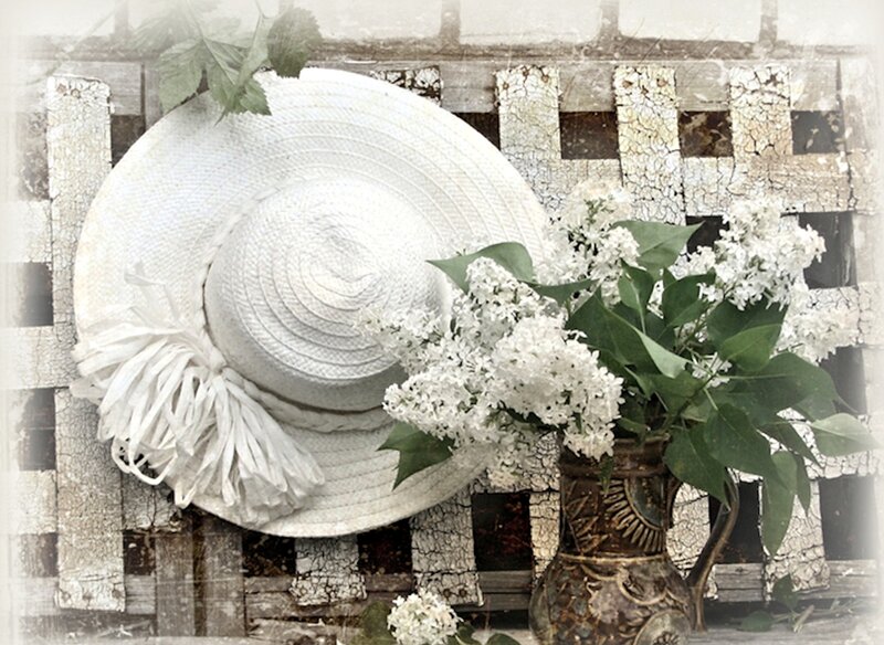 White Hat and Flowers