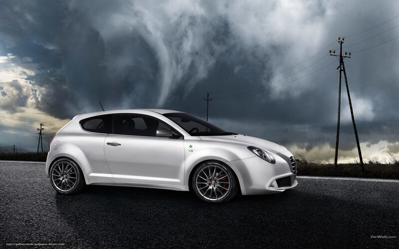 White Hatchback Car — Dramatic, Photograph