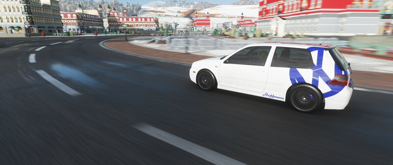 White Hatchback Car — Dynamic, Winter