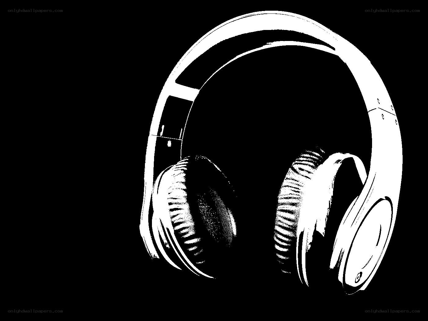 white headphones on black