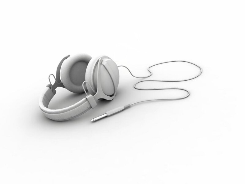 white headphones on white background