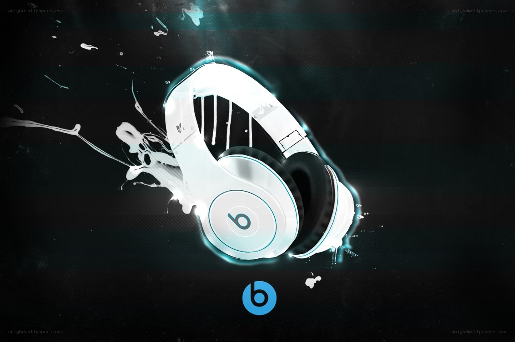 white headphones with blue glow