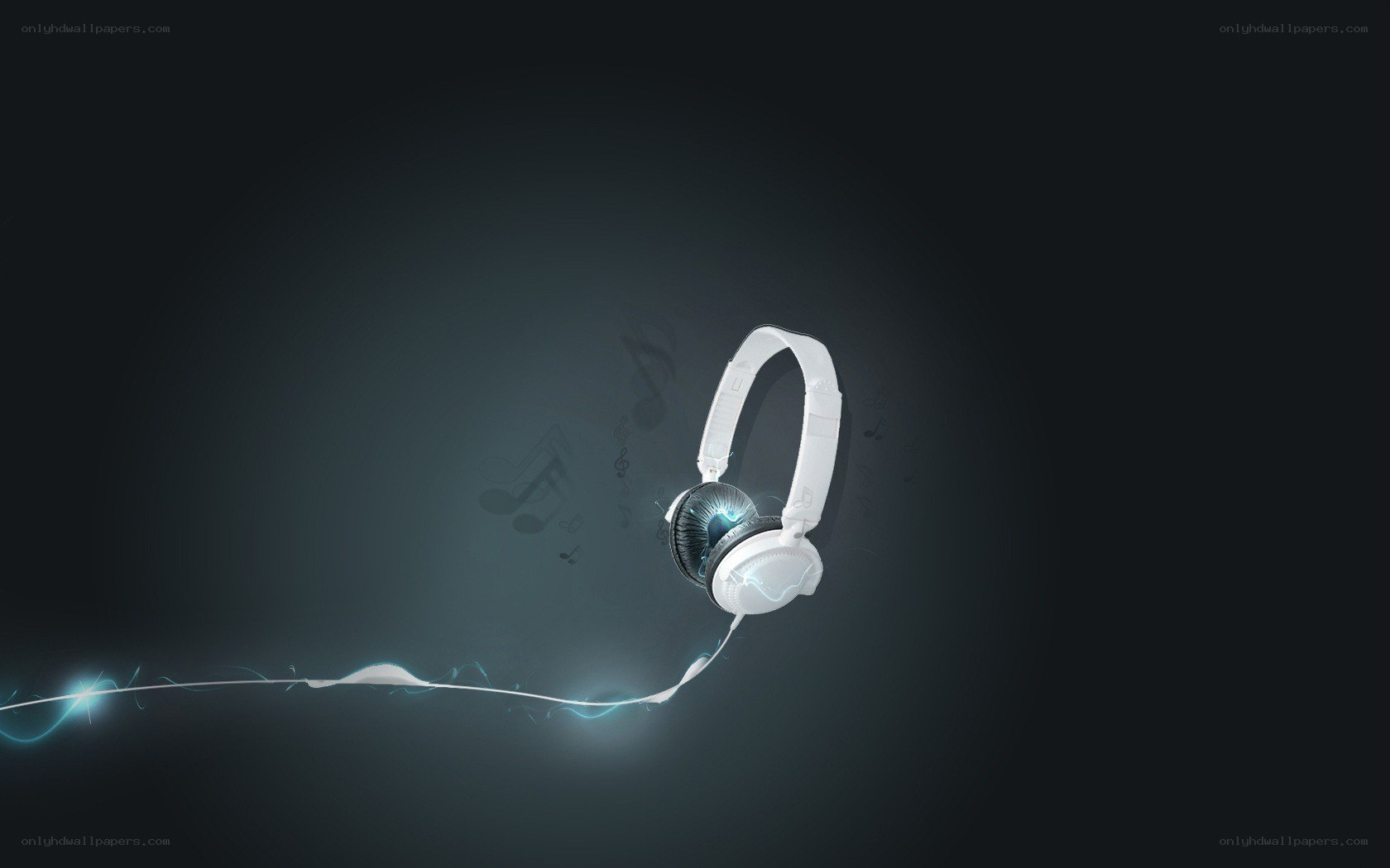 white headphones with music notes