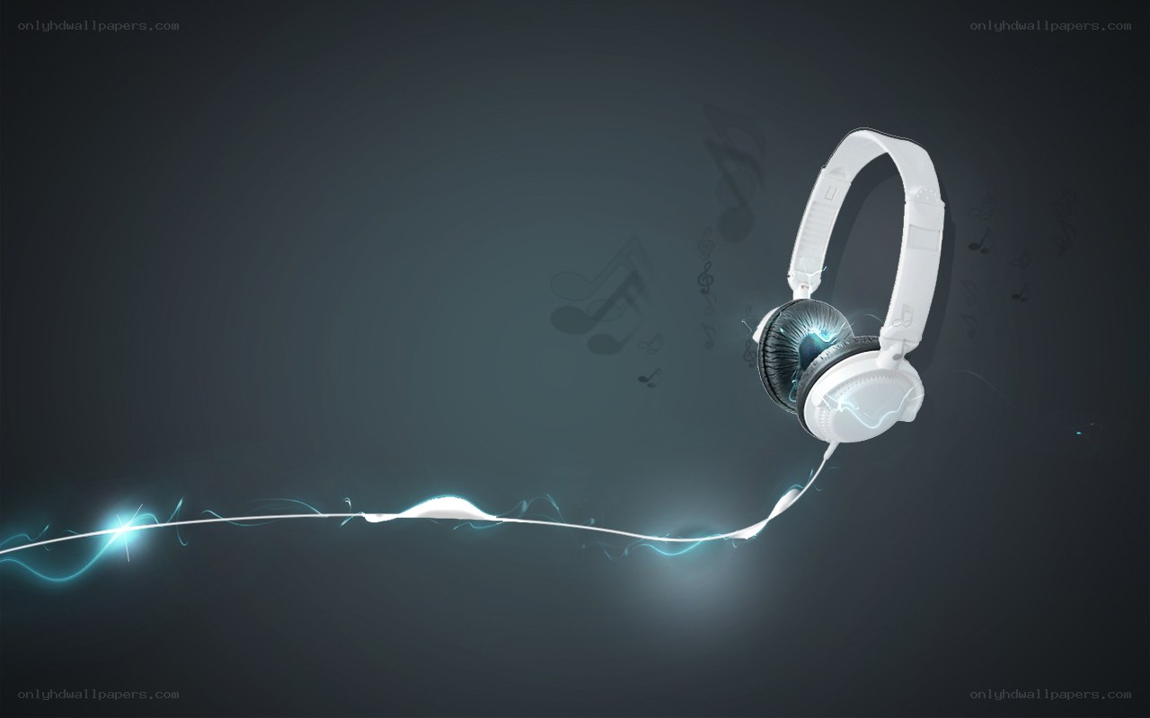 White headphones with music notes
