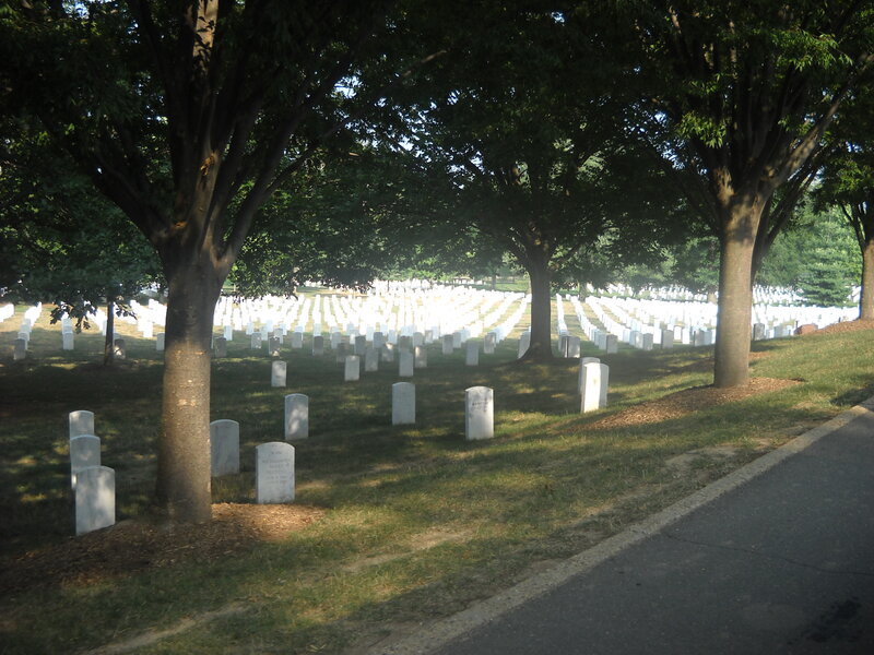 White Headstones in Cemetery — Green