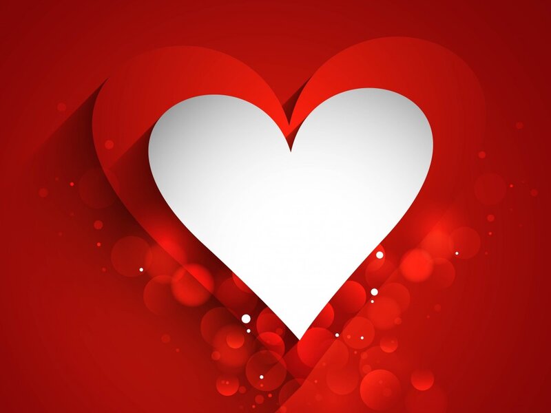 White Heart on Red — Romantic, Vector Art