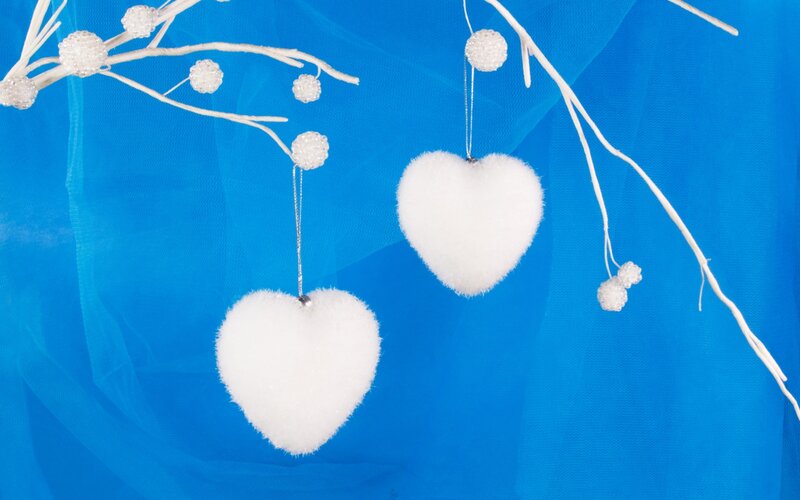 White Heart Ornaments — Blue, Calm